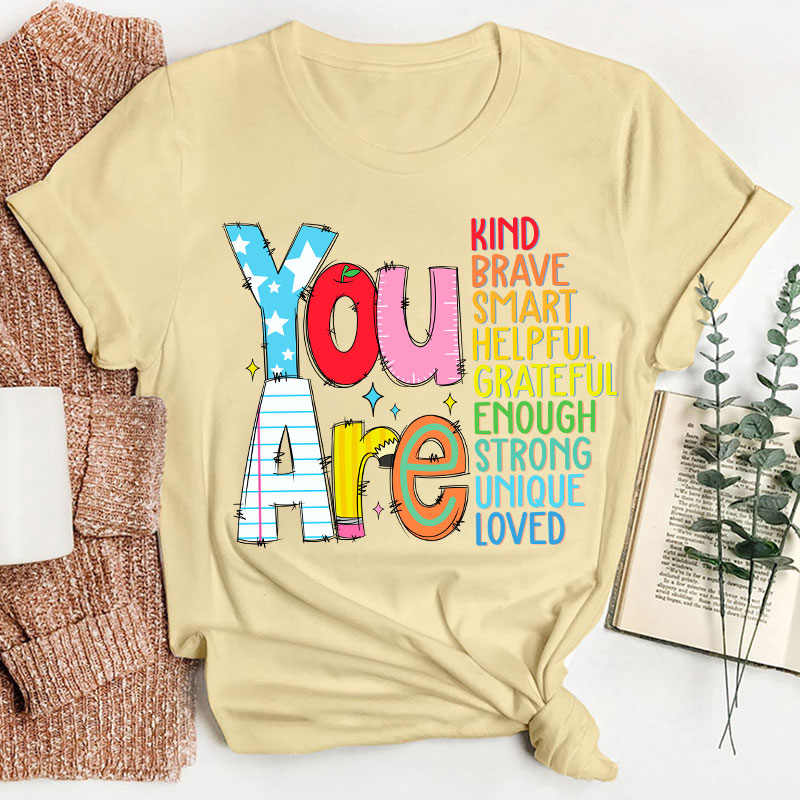 Be Who You Are You Are Enough Teacher T-Shirt image 8