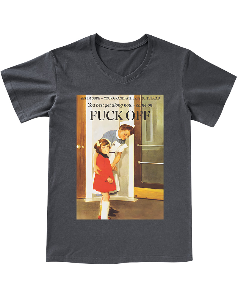 1950s Dark Humor Graphic V-neck T-Shirt image 8