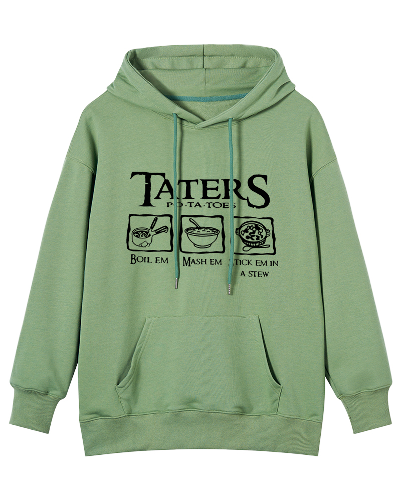 Taters Boil Em Mash Em Stew Em Printed Cotton Hoodie image 9