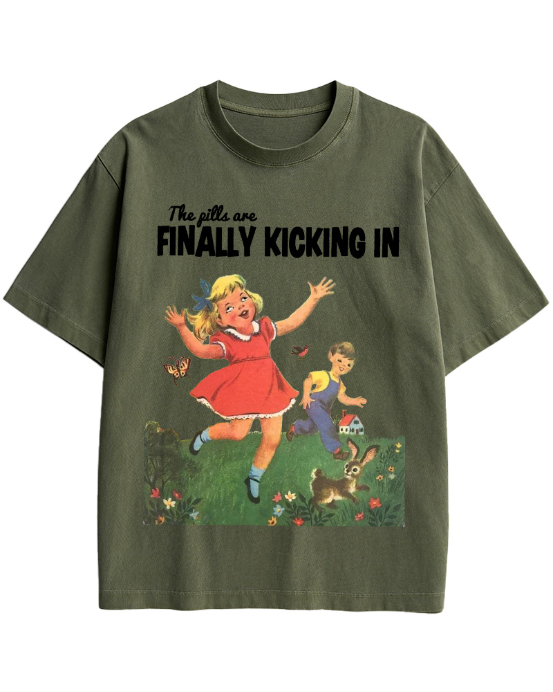The Pills Are Finally Kicking In 1970s Cotton T-Shirt image 9