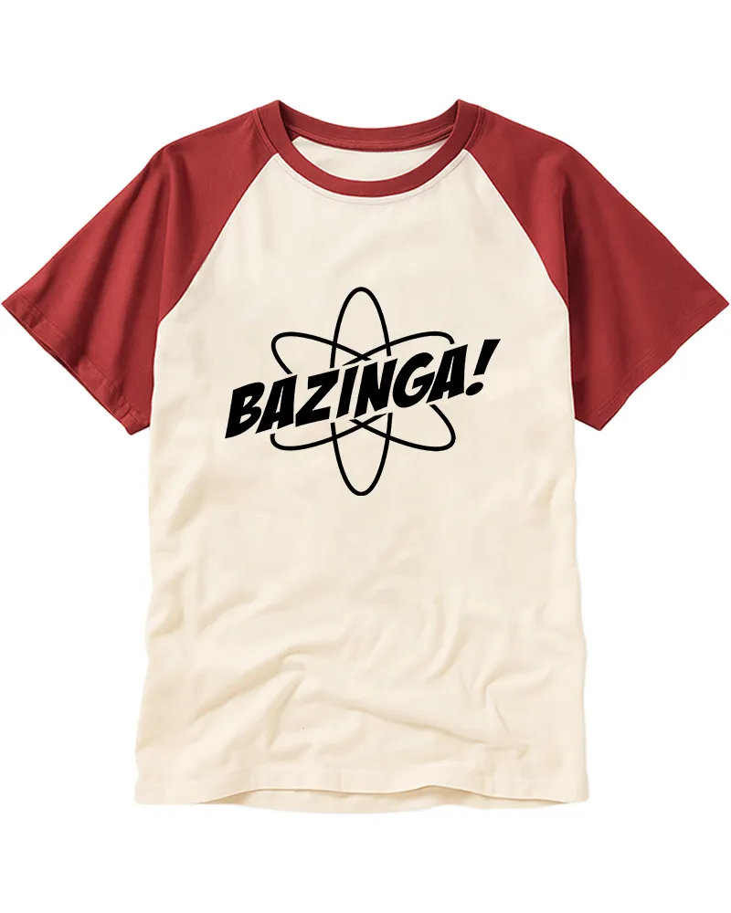 Vintage Atom Print Cotton Raglan Tee