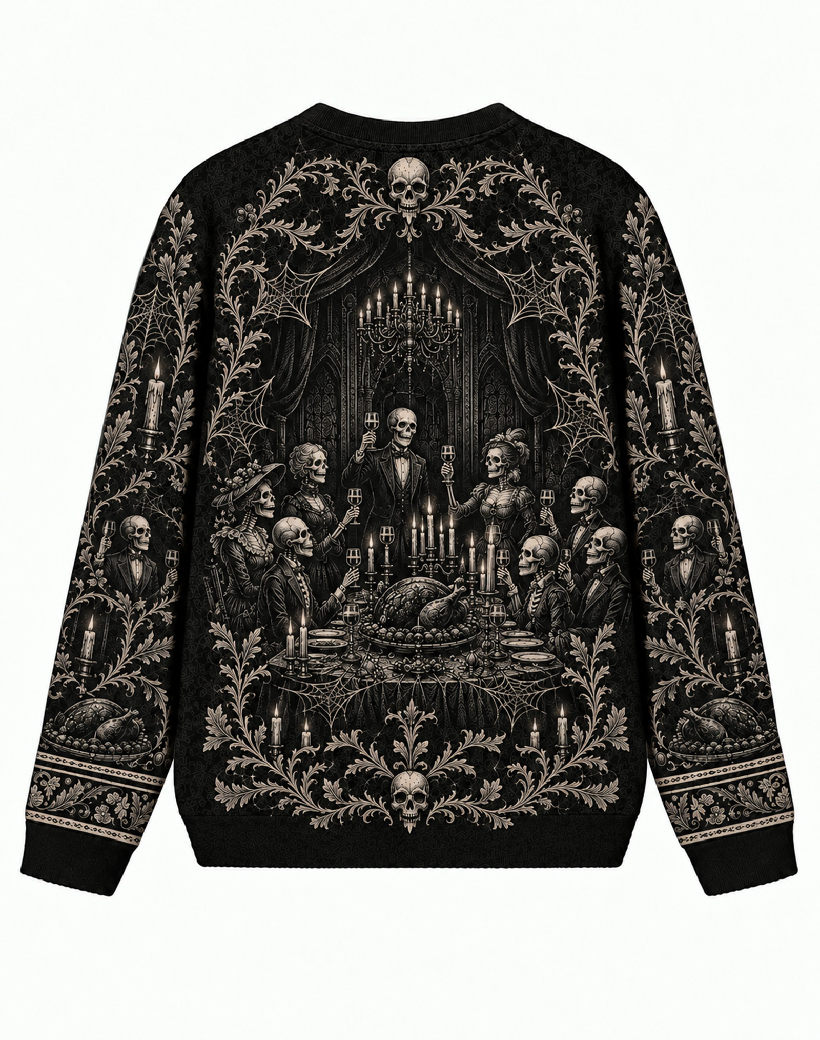 Vintage Gothic Skeleton Banquet Crew Neck Sweater