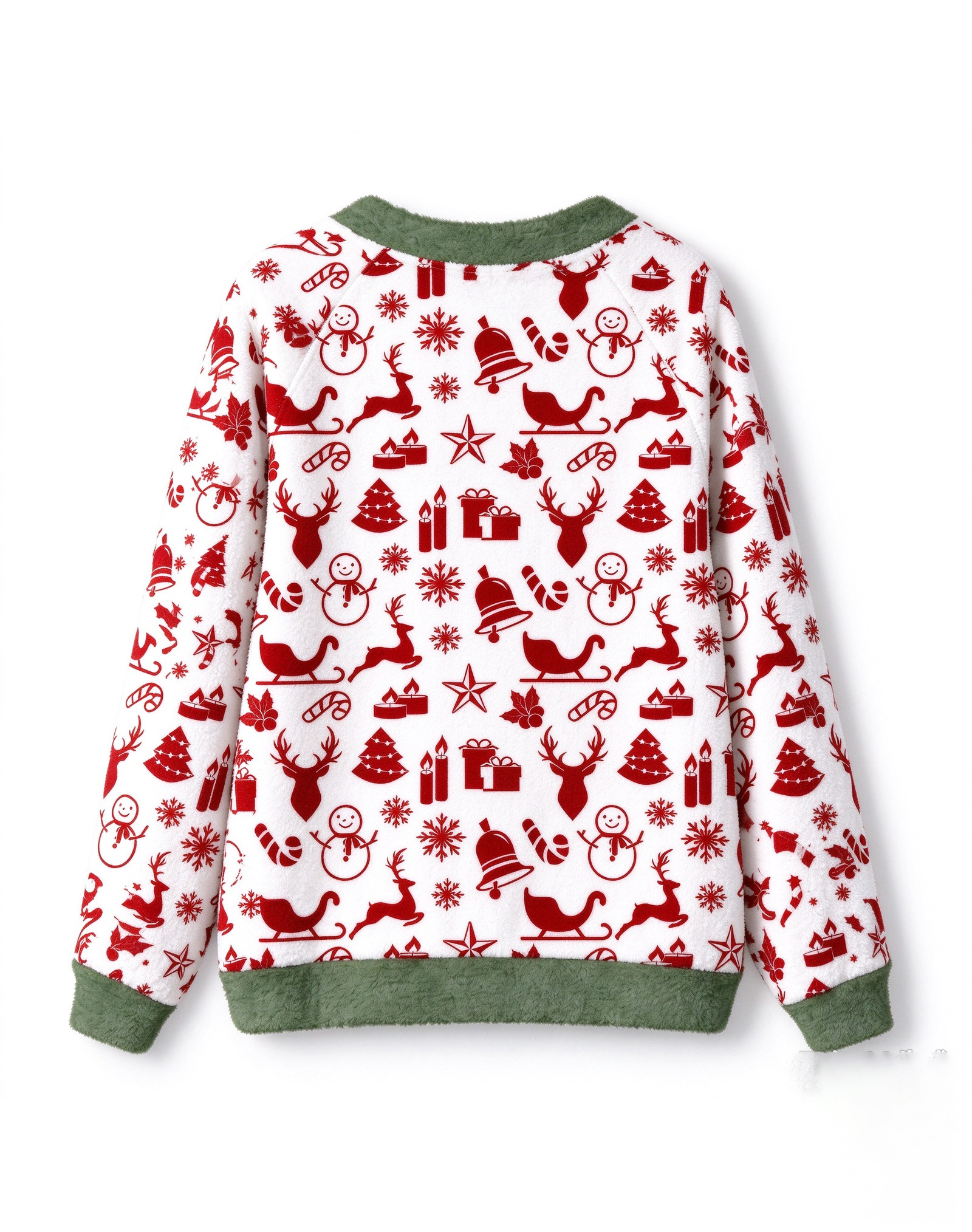 Christmas Fleece Cardigan for Women, Ugly Christmas Sweater Style V-Neck Button Down Open Front Knit Jacket with Reindeer Snowman Santa Print, Festive Holiday Winter Warm Soft Outwear