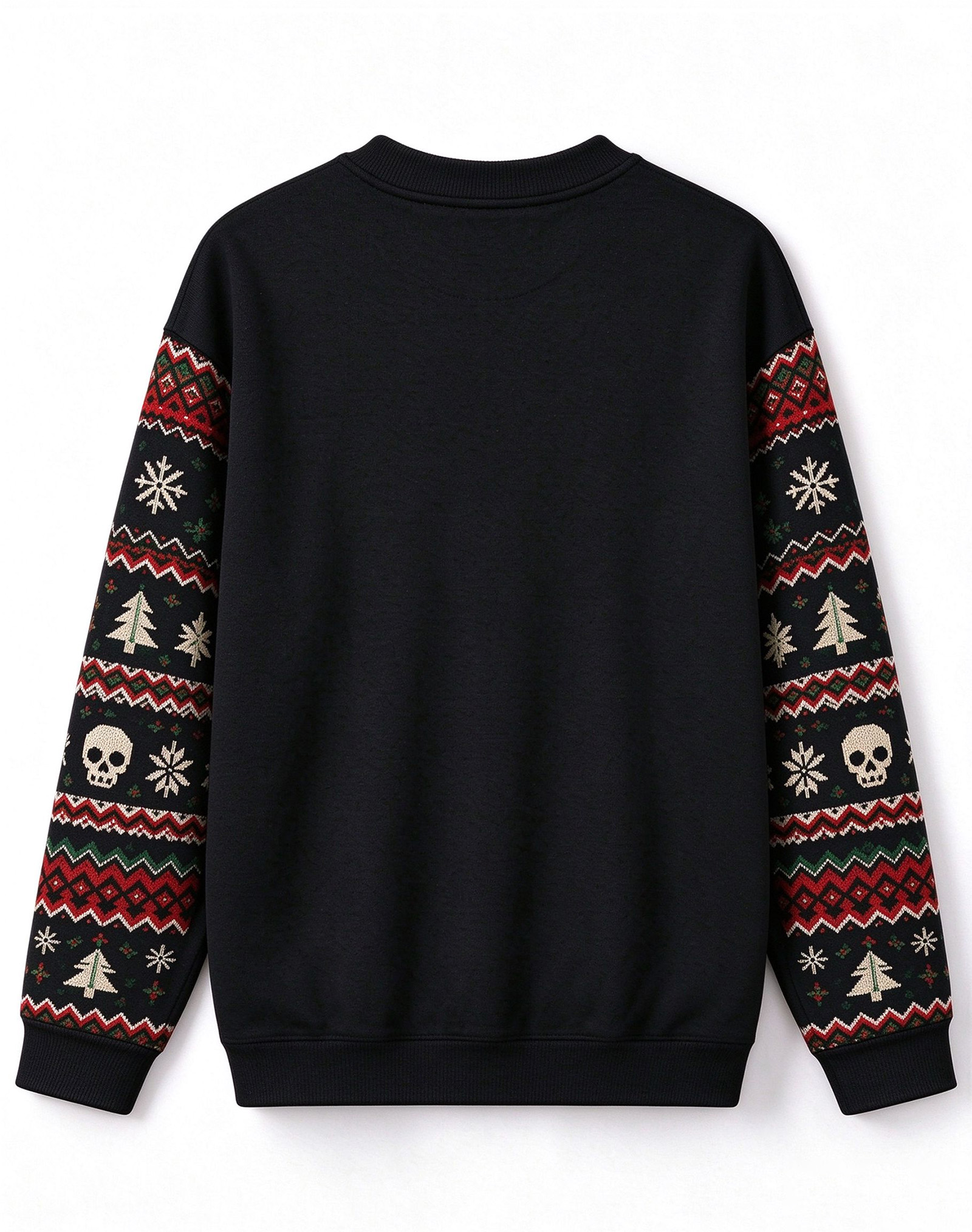 Festive Christmas Pullover, Vintage Fair Isle Knit Style Skeleton Santa Crew Neck Long Sleeve Sweater