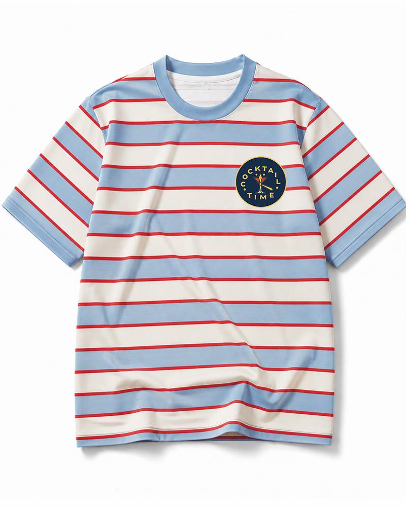 Cocktail Time 1960s Eco Oversized Striped Ringer T-Shirt image 10