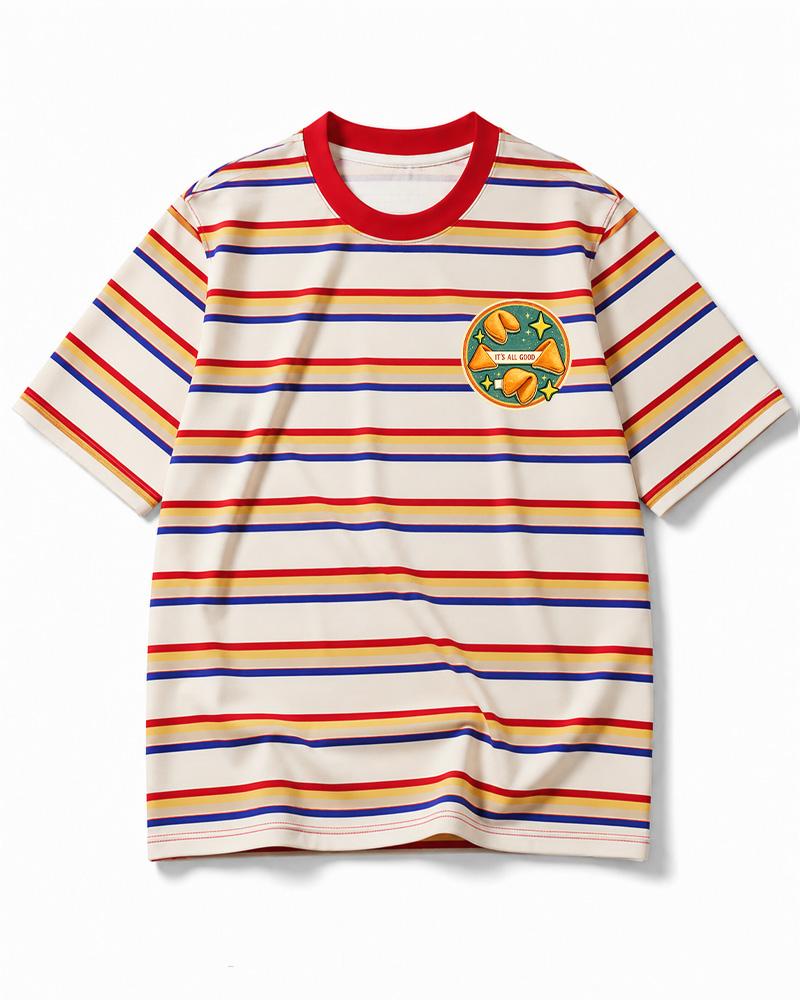 It’s All Good 1980s Eco Oversized Striped Ringer T-Shirt image 10