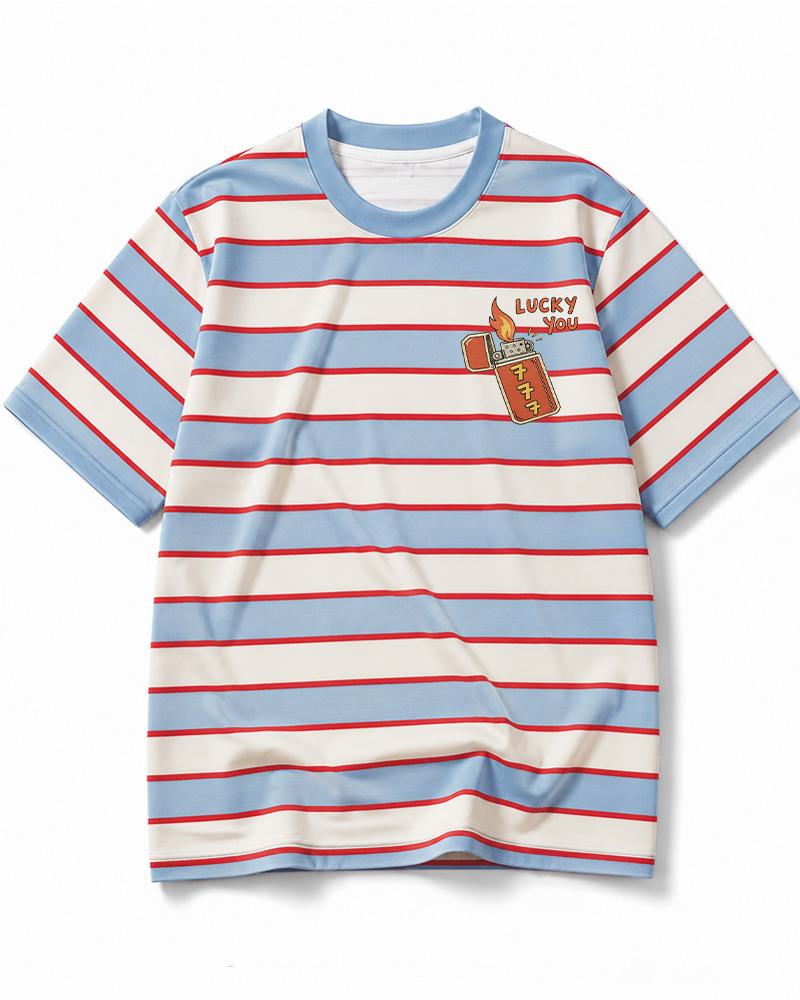 Lucky 777 1990s Eco Oversized Striped Ringer T-Shirt image 10