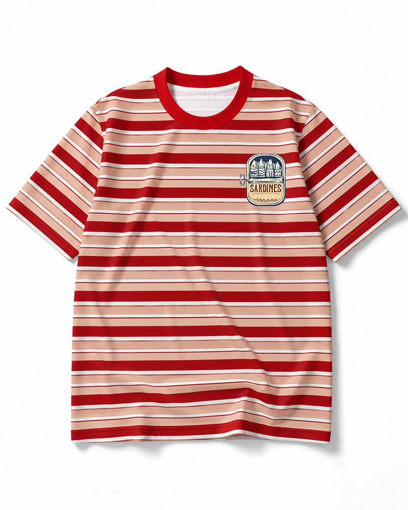 Vintage Sardine Tin 1960s Eco Oversized Striped Ringer T-Shirt image 10
