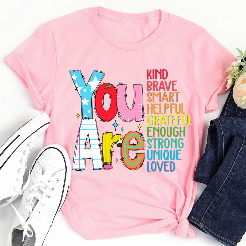 Be Who You Are You Are Enough Teacher T-Shirt image 10