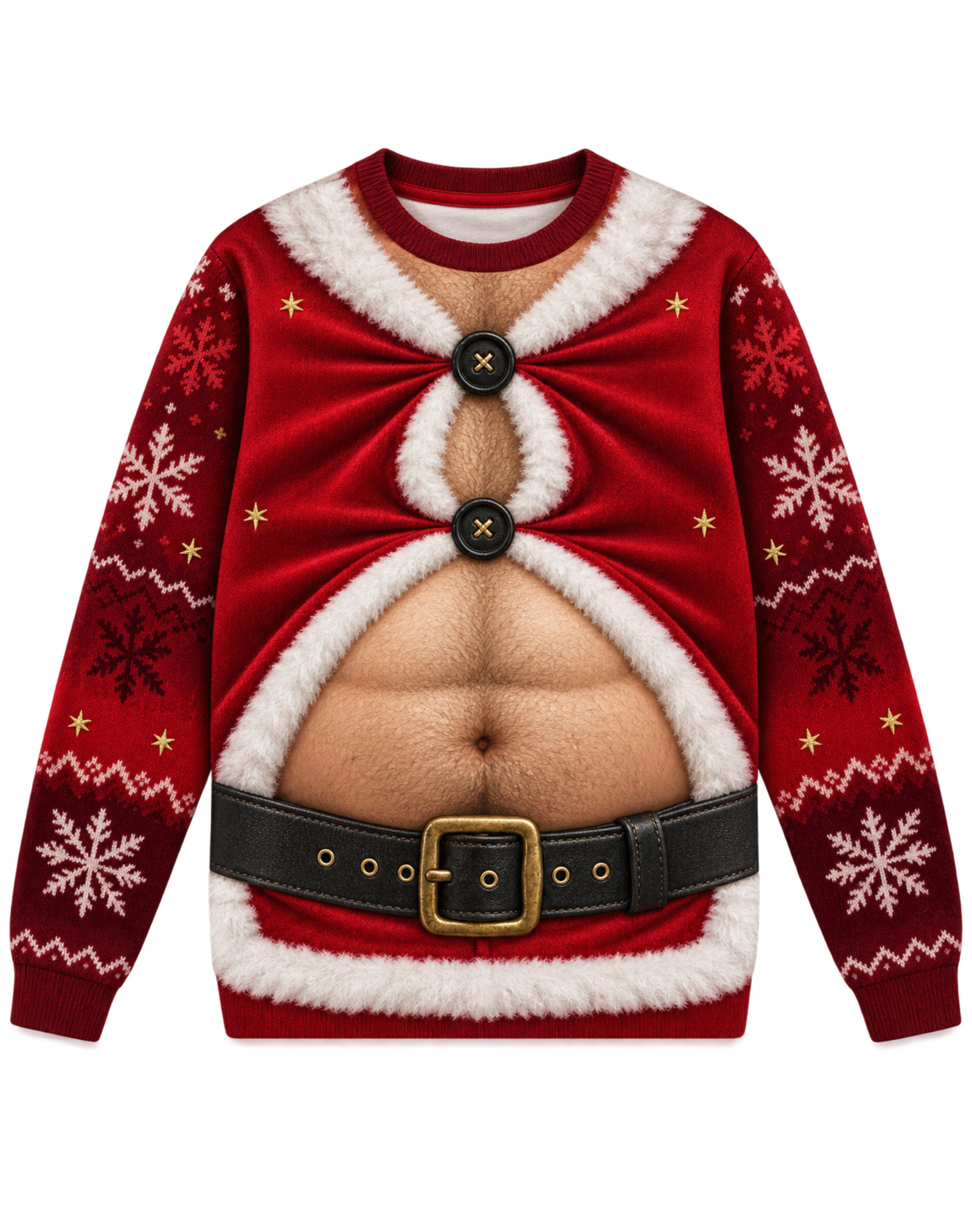 Novelty Hairy Santa Belly Christmas Sweater