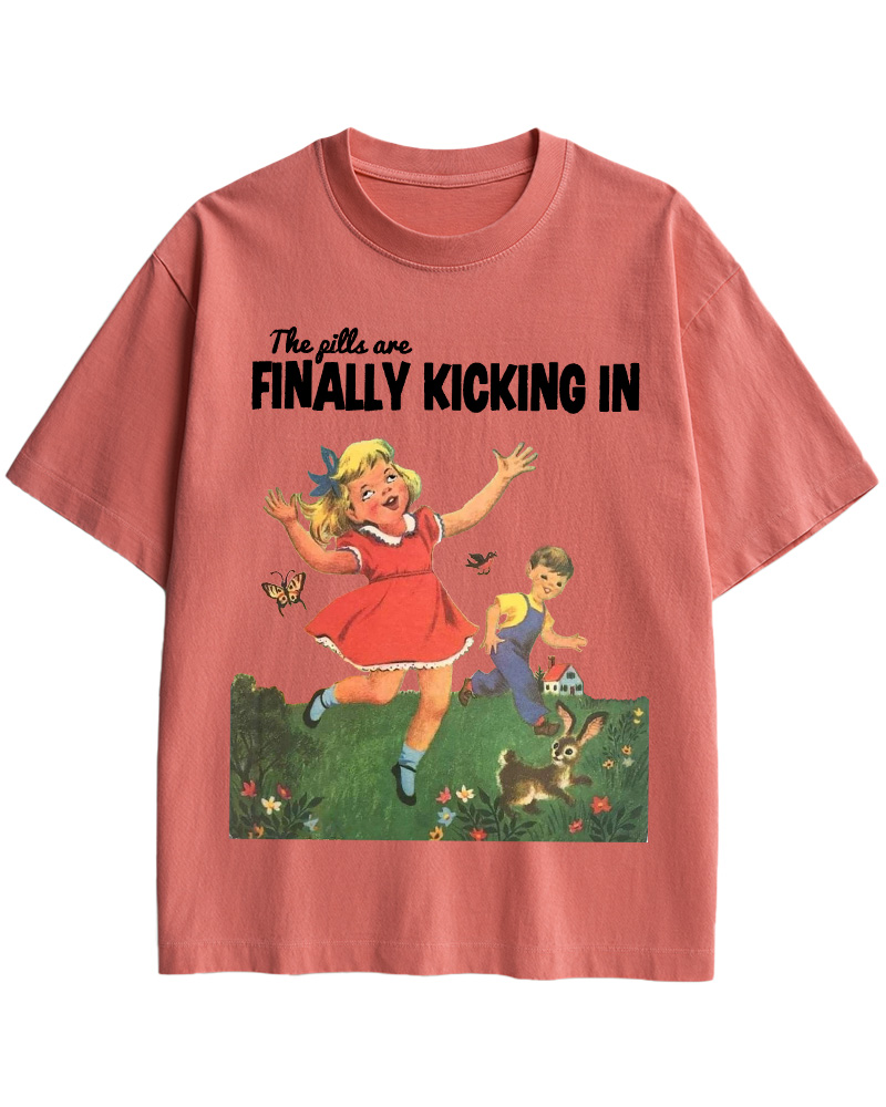 The Pills Are Finally Kicking In 1970s Cotton T-Shirt image 10