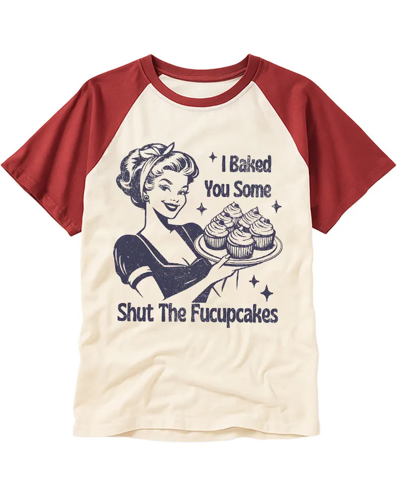 Vintage Sassy Baking Lady Graphic Raglan Tee