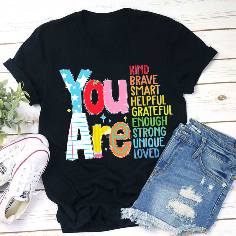Be Who You Are You Are Enough Teacher T-Shirt image 11