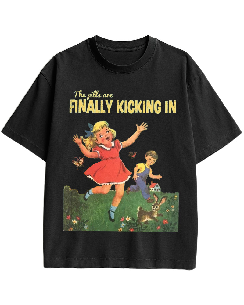 The Pills Are Finally Kicking In 1970s Cotton T-Shirt image 11