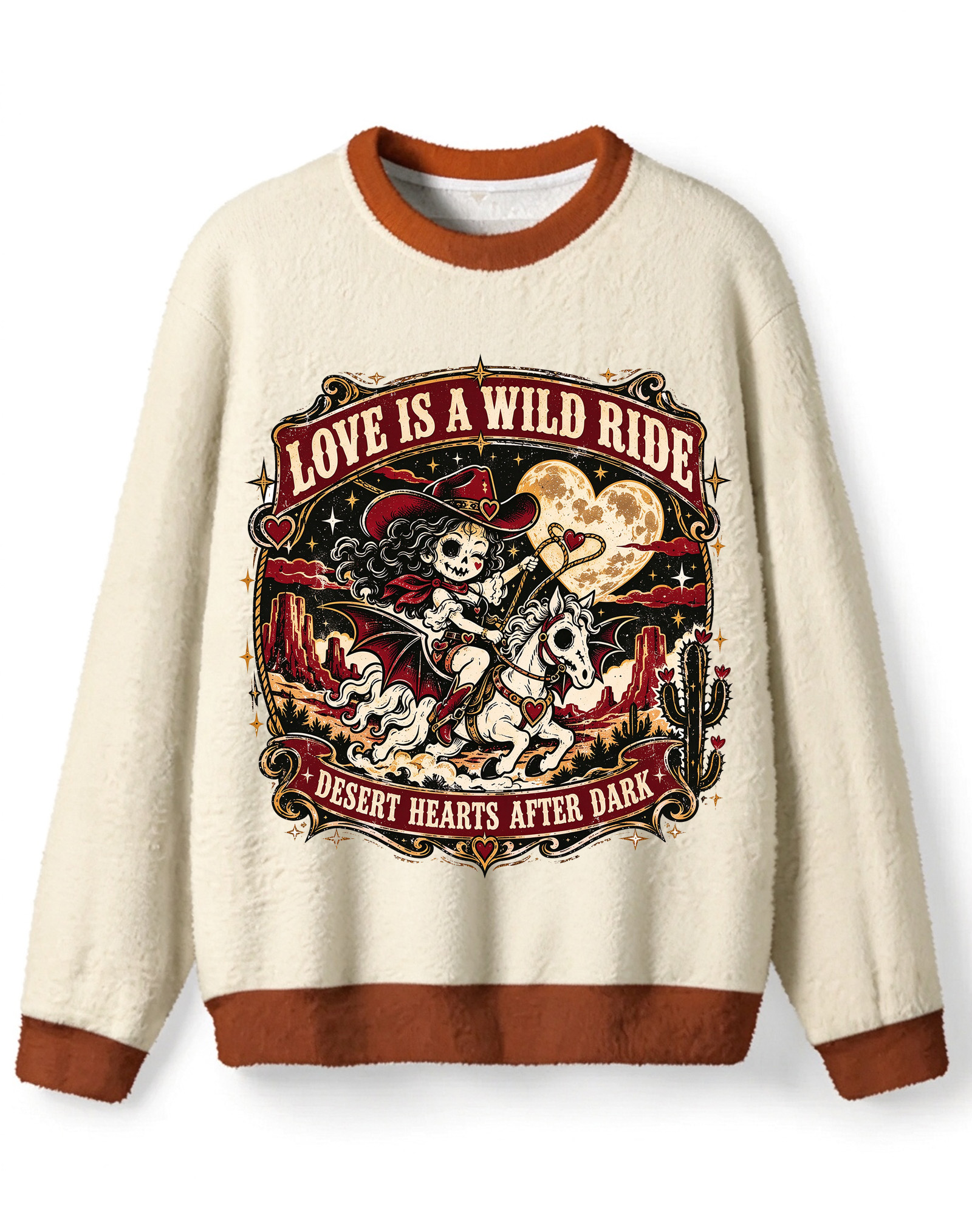 [Copy]Retro Gothic Diner Girl Halloween Sweater, Love Served Cold Bat Kitten Graphic Knit Top