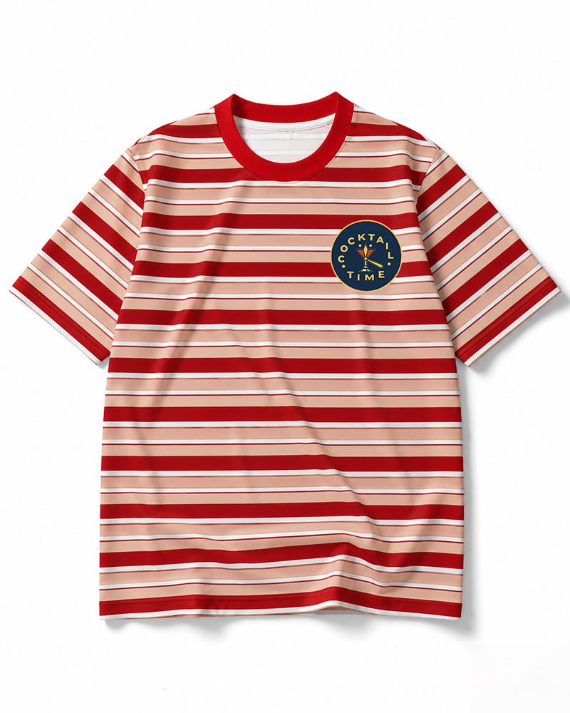 Cocktail Time 1960s Eco Oversized Striped Ringer T-Shirt image 12