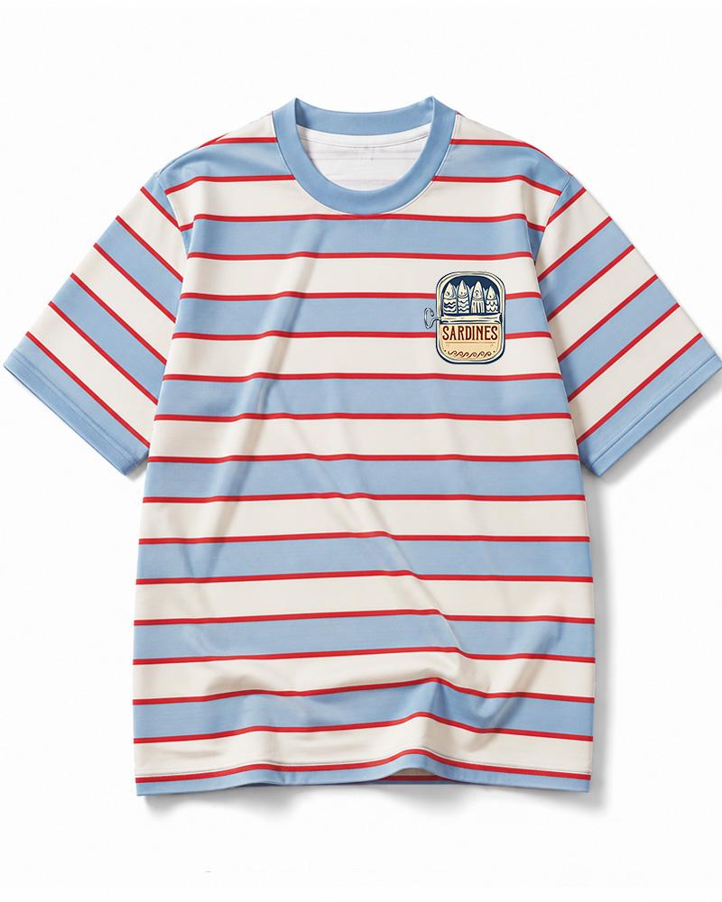 Vintage Sardine Tin 1960s Eco Oversized Striped Ringer T-Shirt image 12