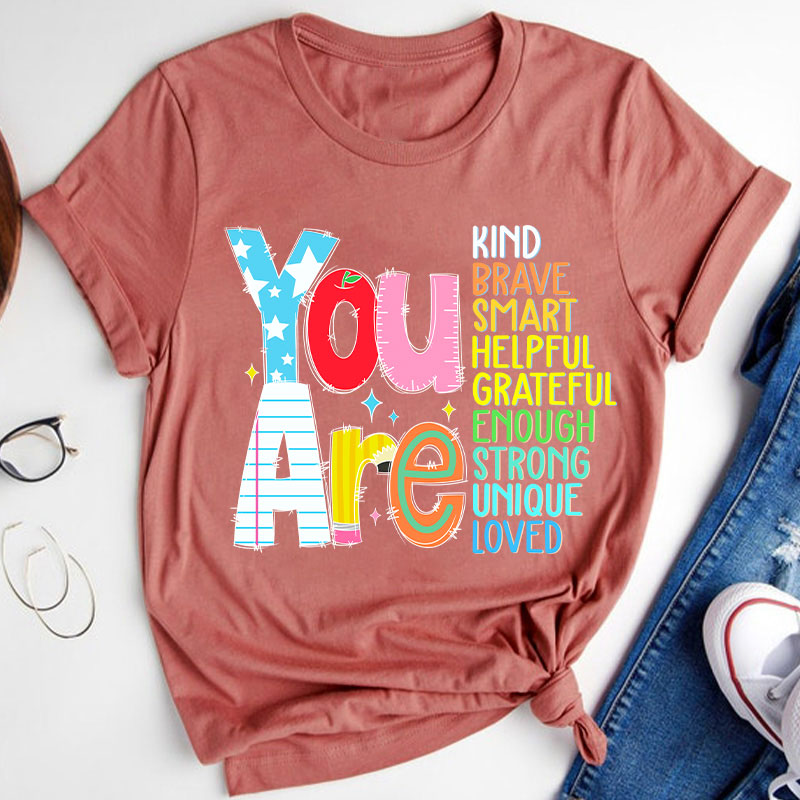 Be Who You Are You Are Enough Teacher T-Shirt image 12