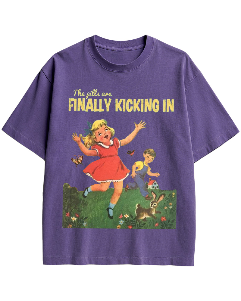 The Pills Are Finally Kicking In 1970s Cotton T-Shirt image 12