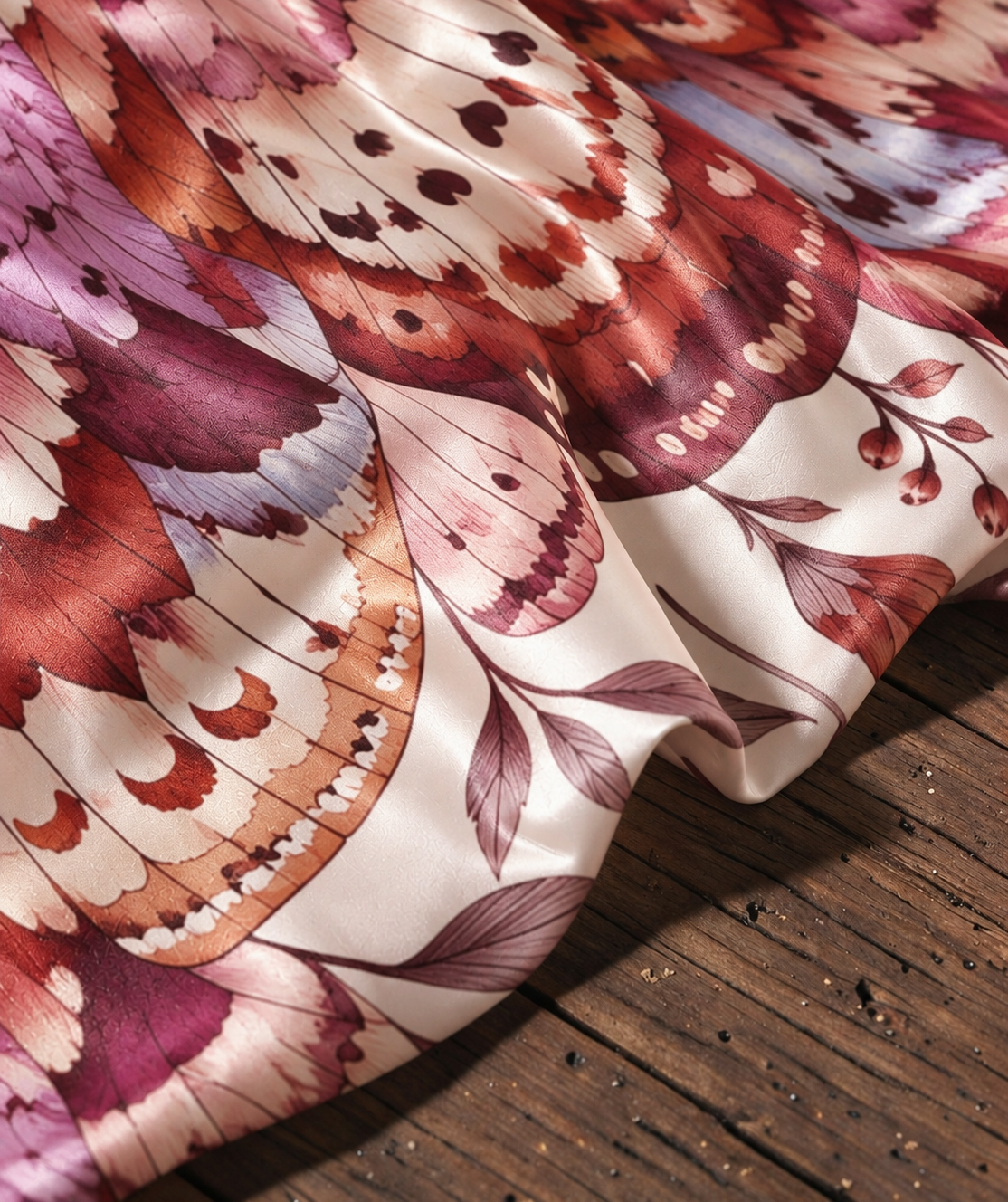 Butterfly Floral Print Satin Shawl Cape