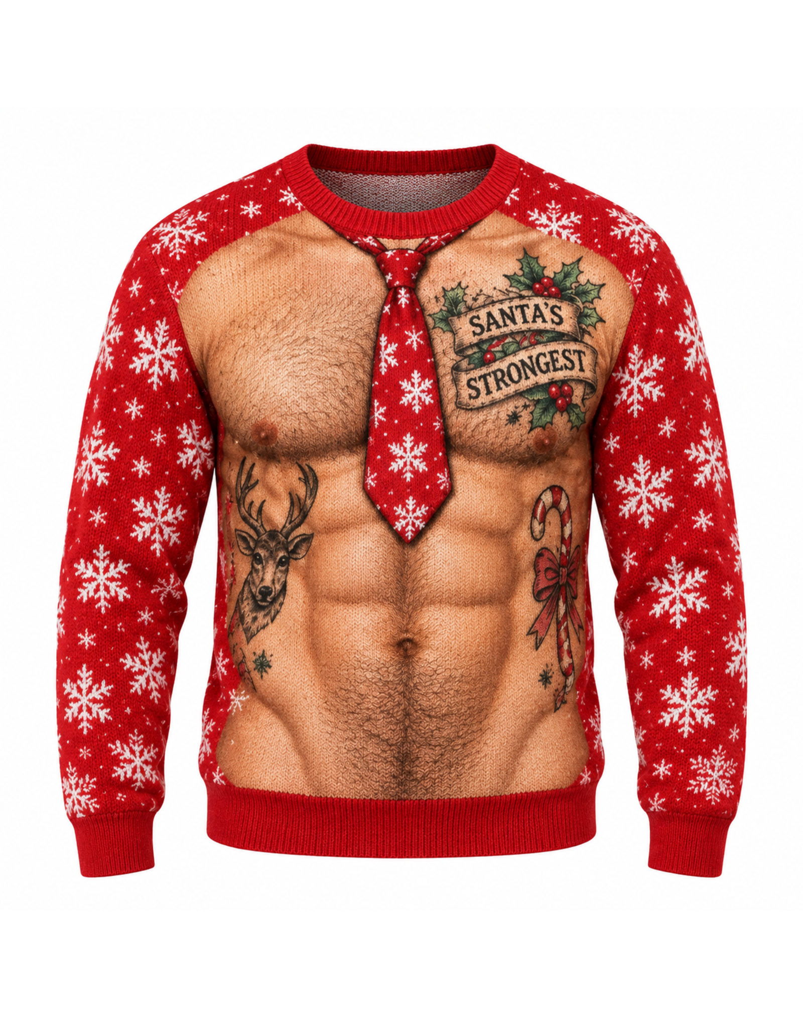 Novelty Santa's Strongest Muscle Torso Christmas Sweater