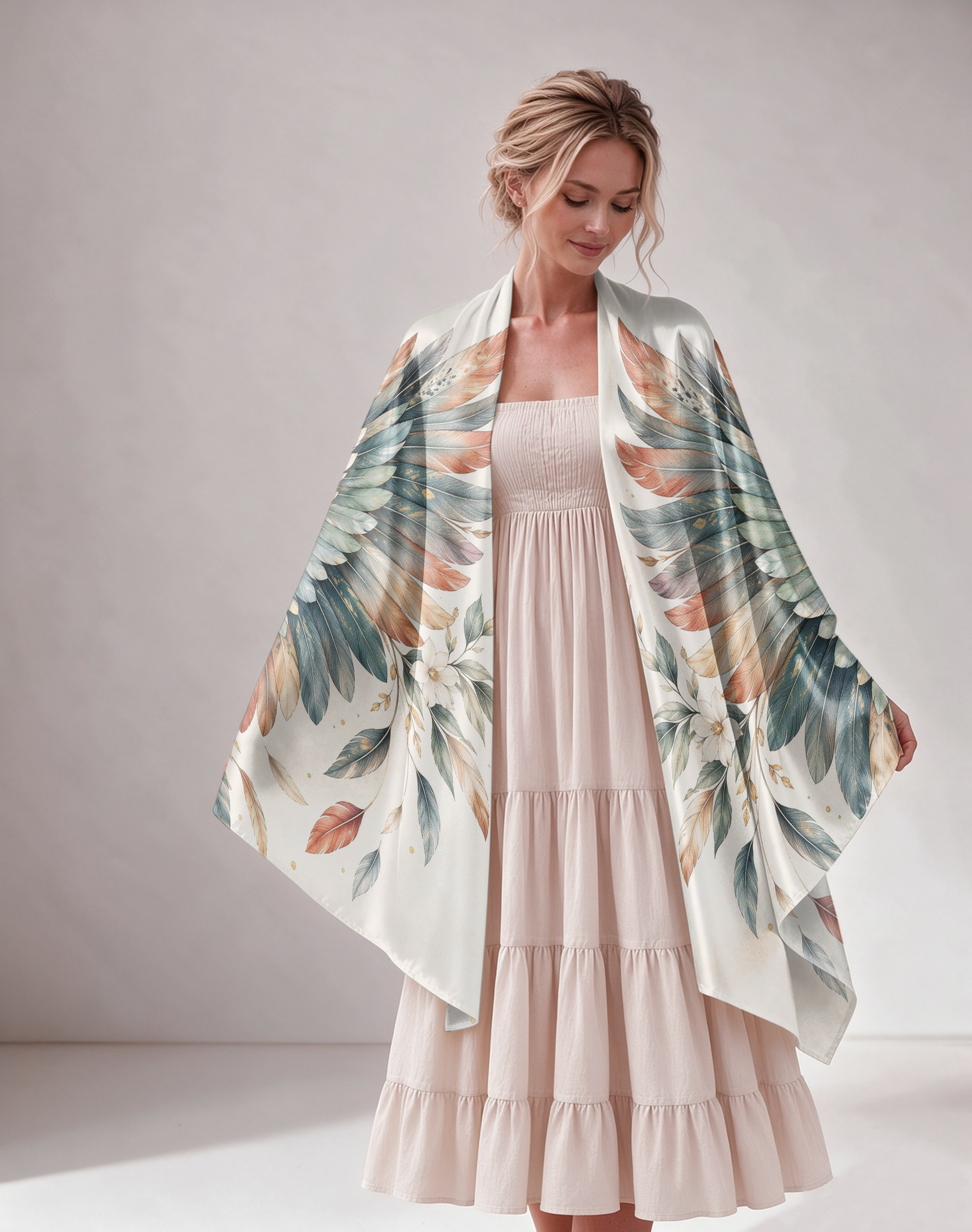 Vintage Moon Star Wing Satin Shawl Cape