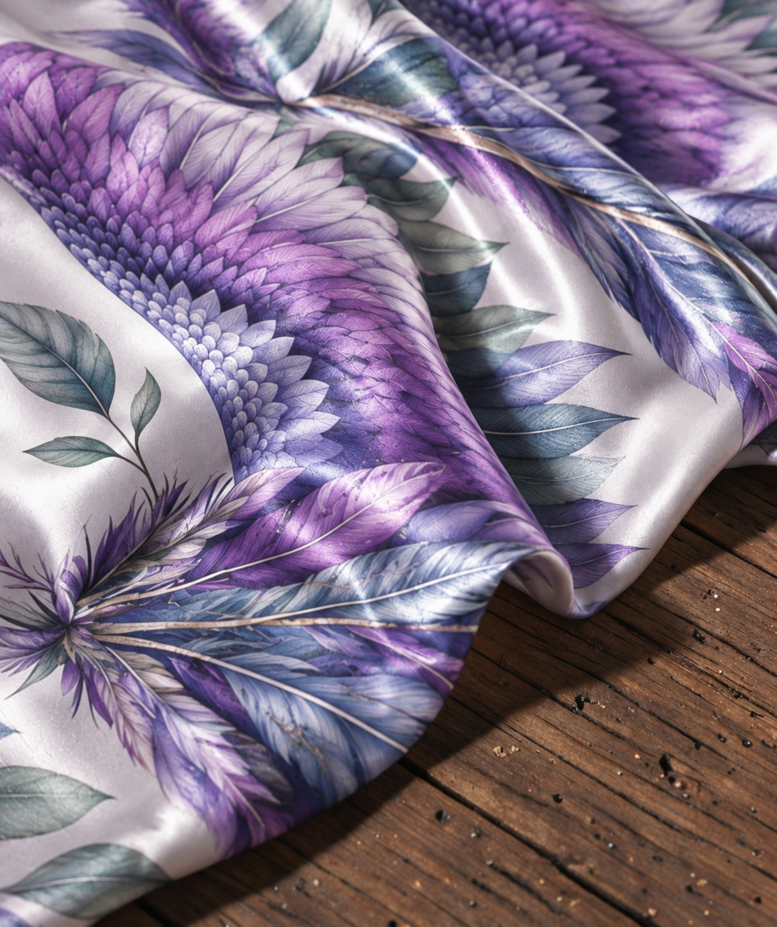 Purple Gradient Wing Leaf Satin Shawl Wrap