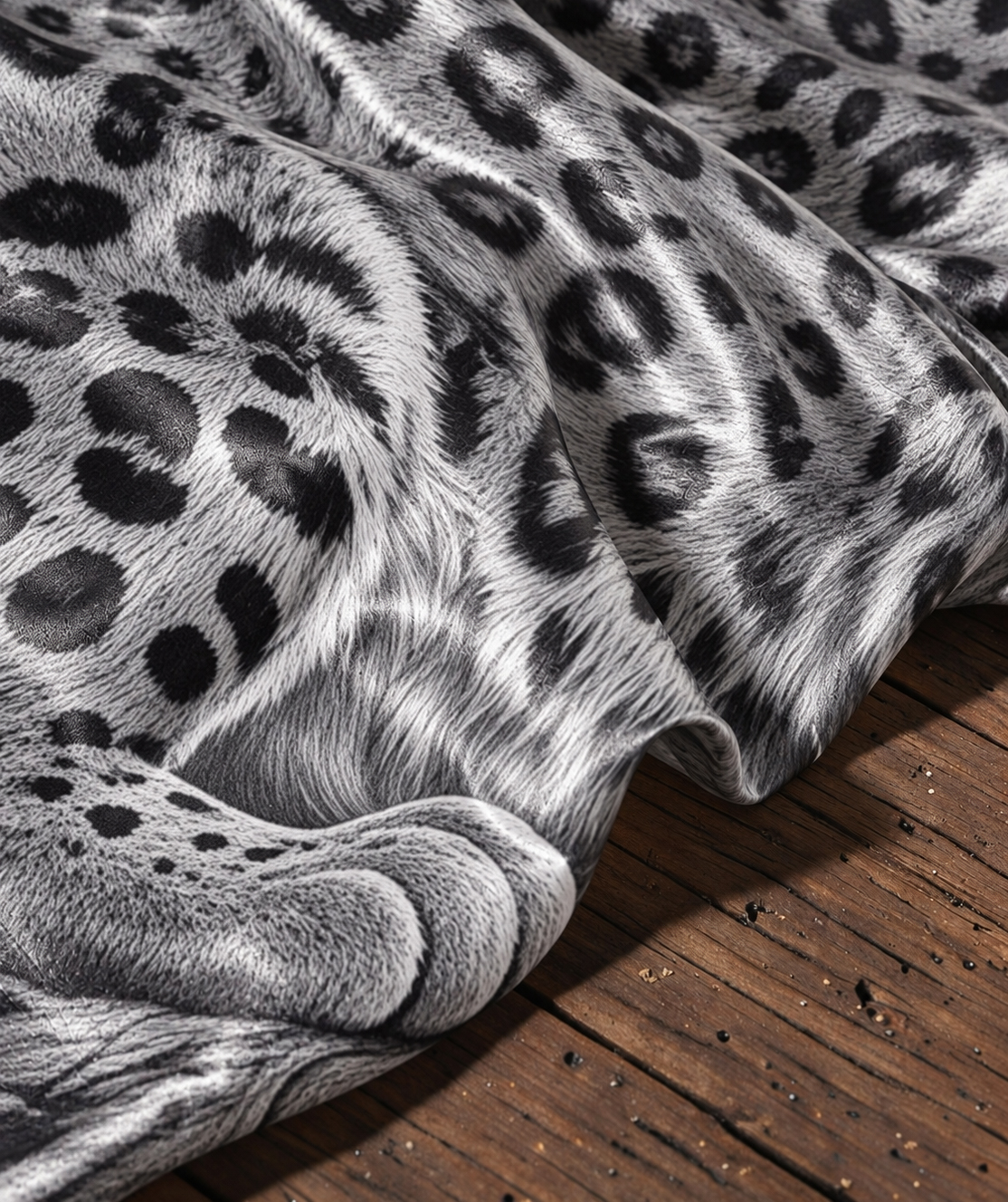 Monochrome Snow Leopard Print Women Shawl