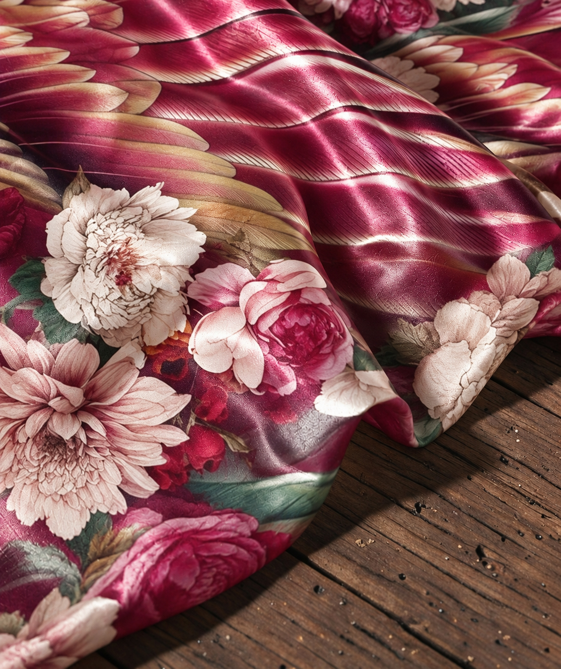 Burgundy Floral Wing Print Women Shawl