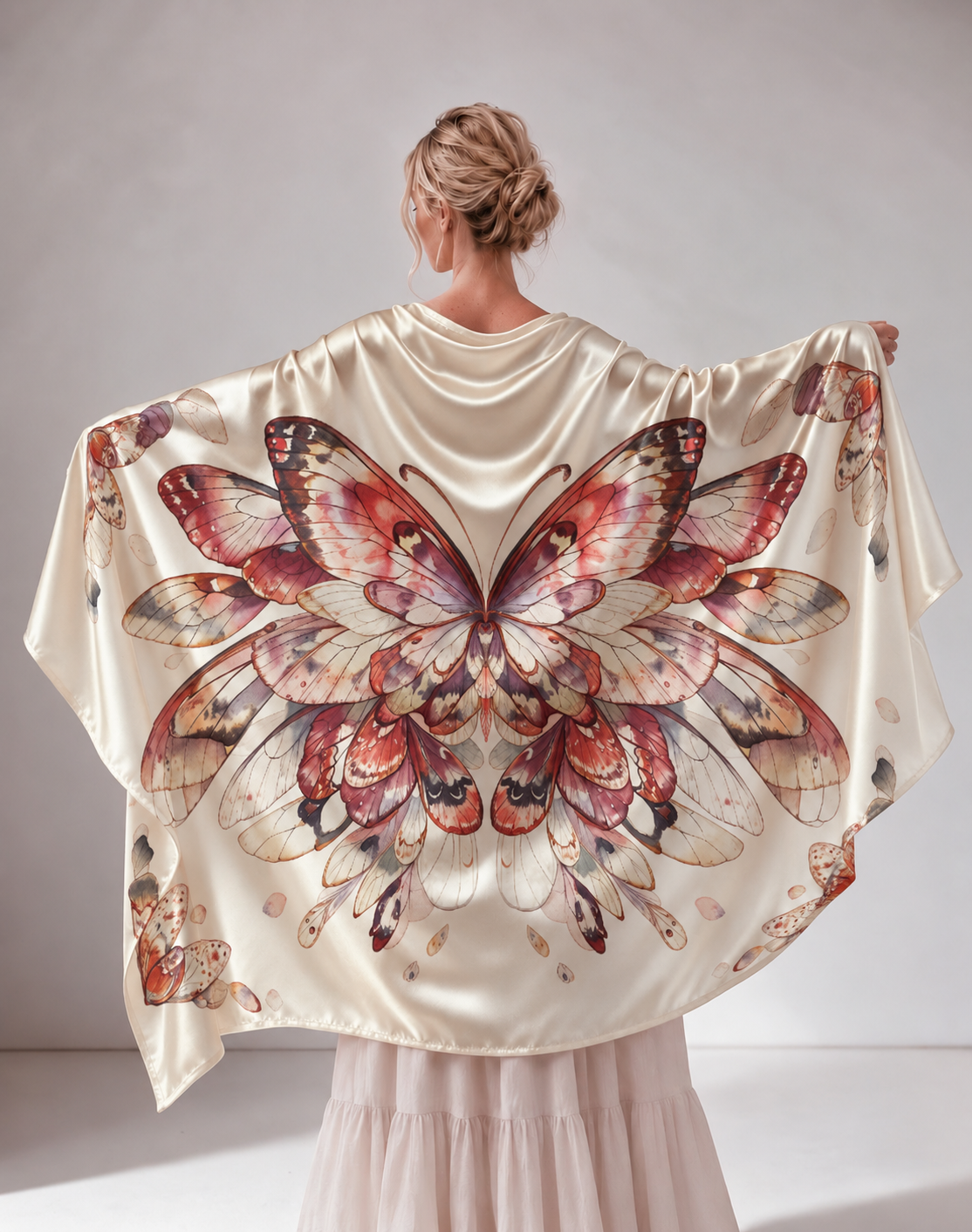 Watercolor Butterfly Wing Print Women Shawl 