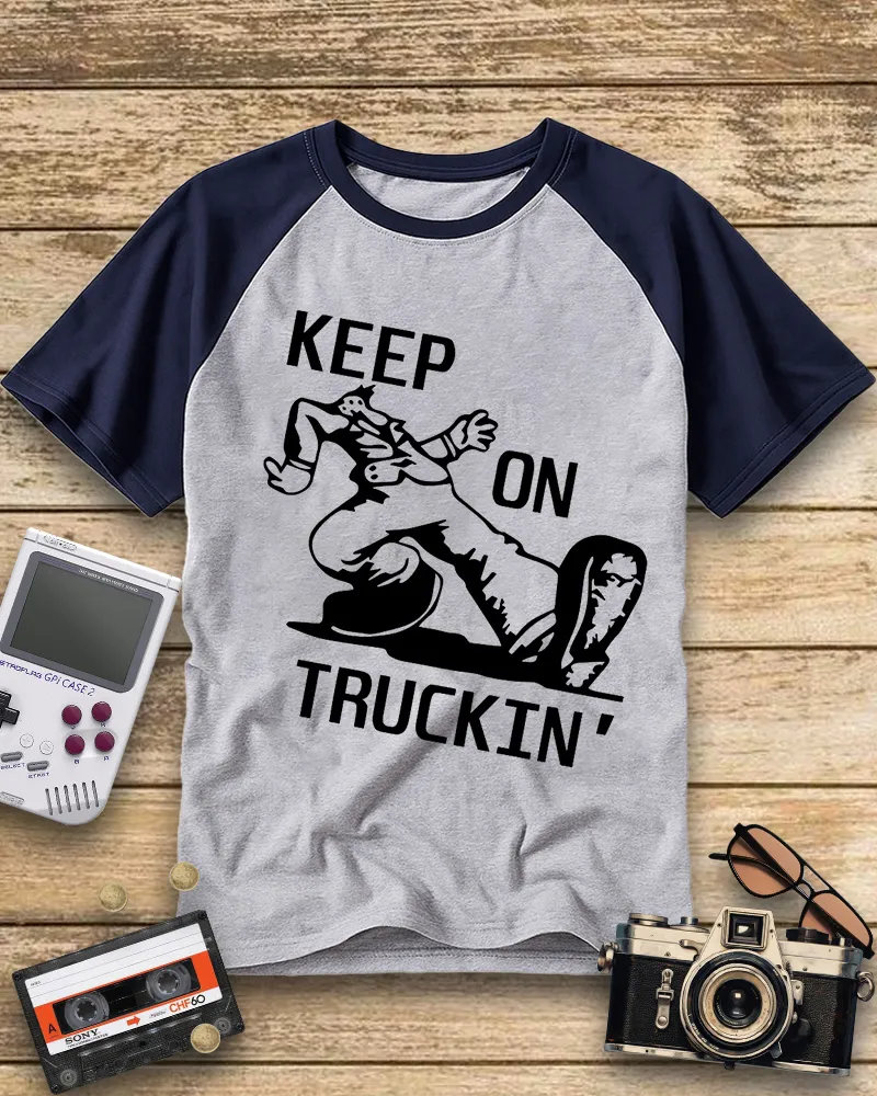 Retro Hippie Walking Figure Raglan Tee