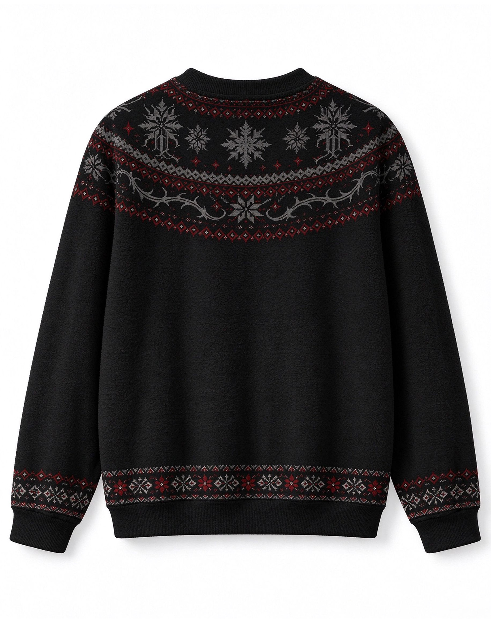 Black Fair Isle Gothic Skeleton Reindeer Crew Neck Sweater