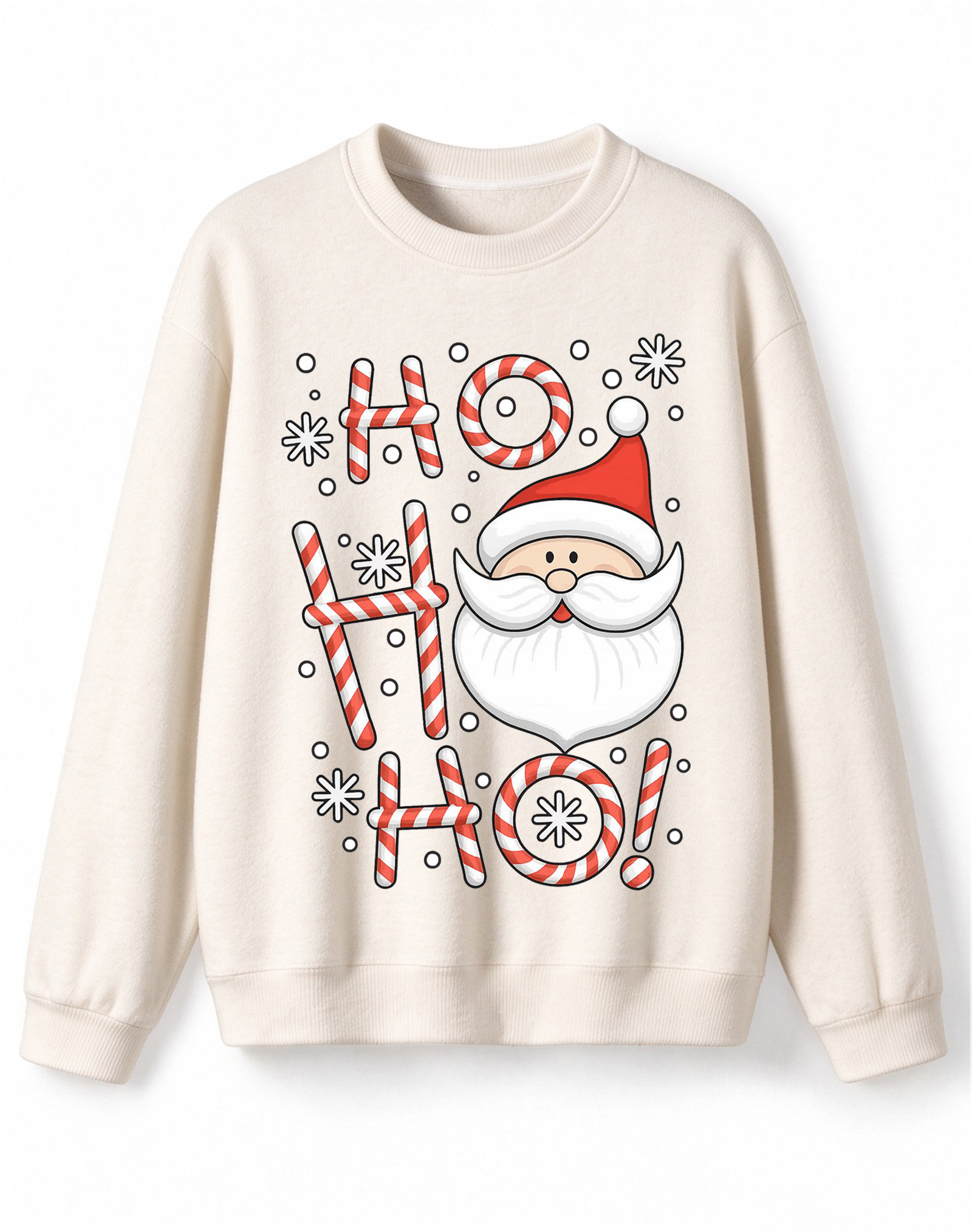 Soft Winter Sweater, Cartoon Santa Ho Ho Ho Graphic Crew Neck Christmas
