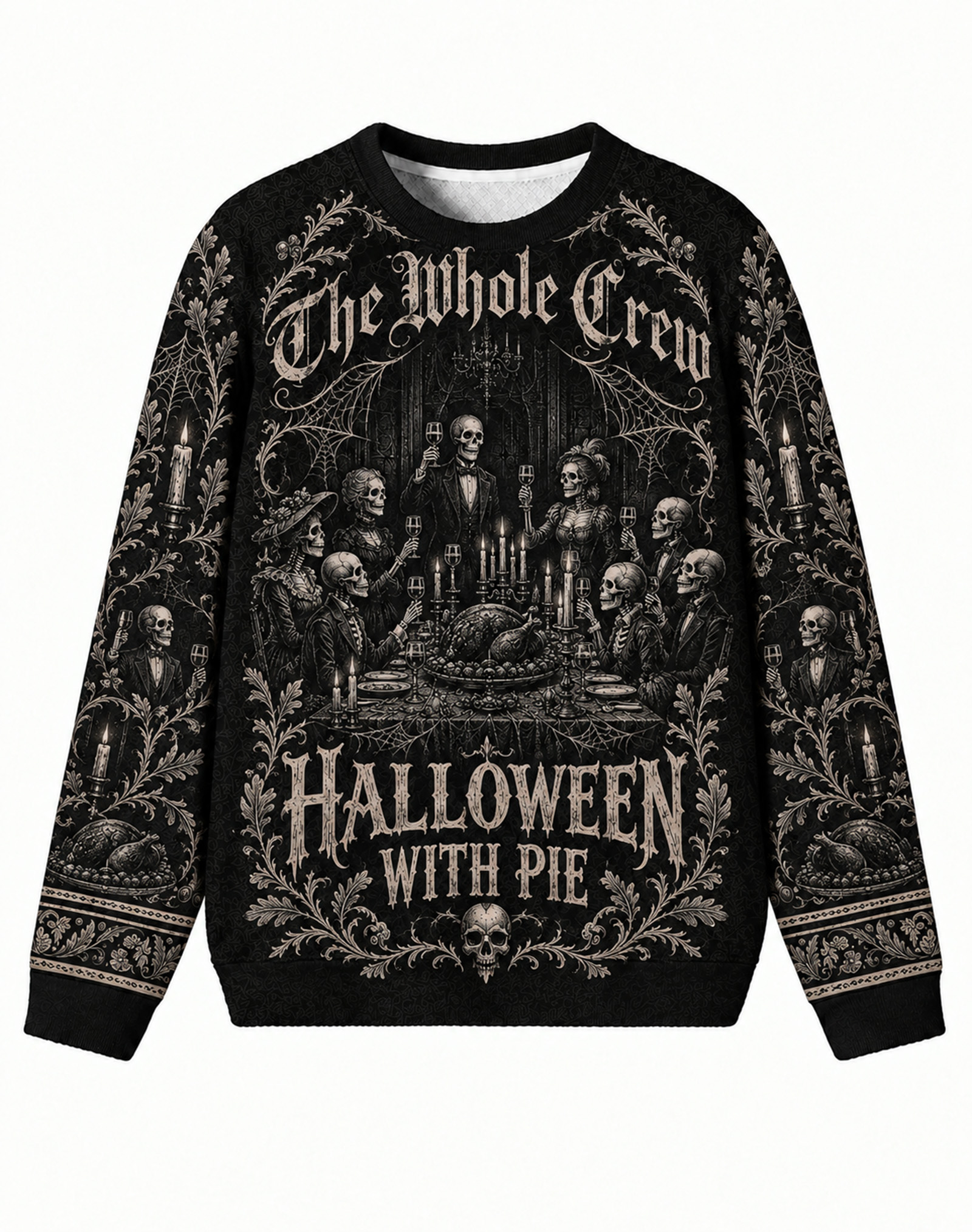 Vintage Gothic Skeleton Banquet Crew Neck Sweater