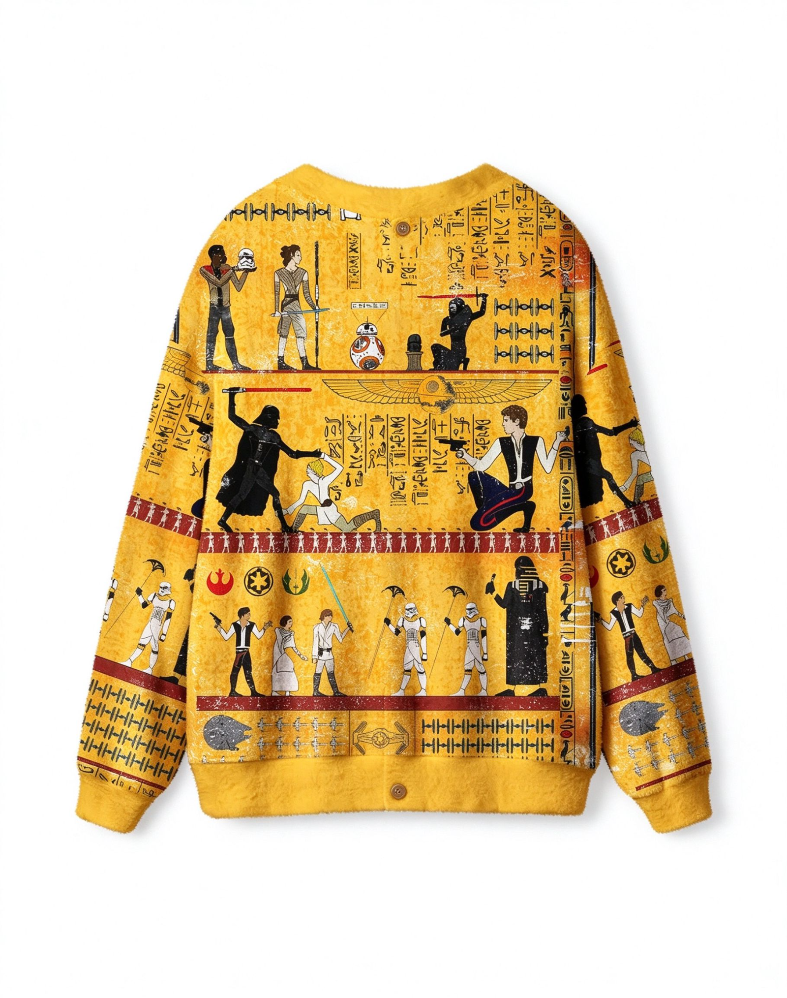 Dark Warrior Ancient Egypt Mural Geek Ugly Cardigan Sweaters