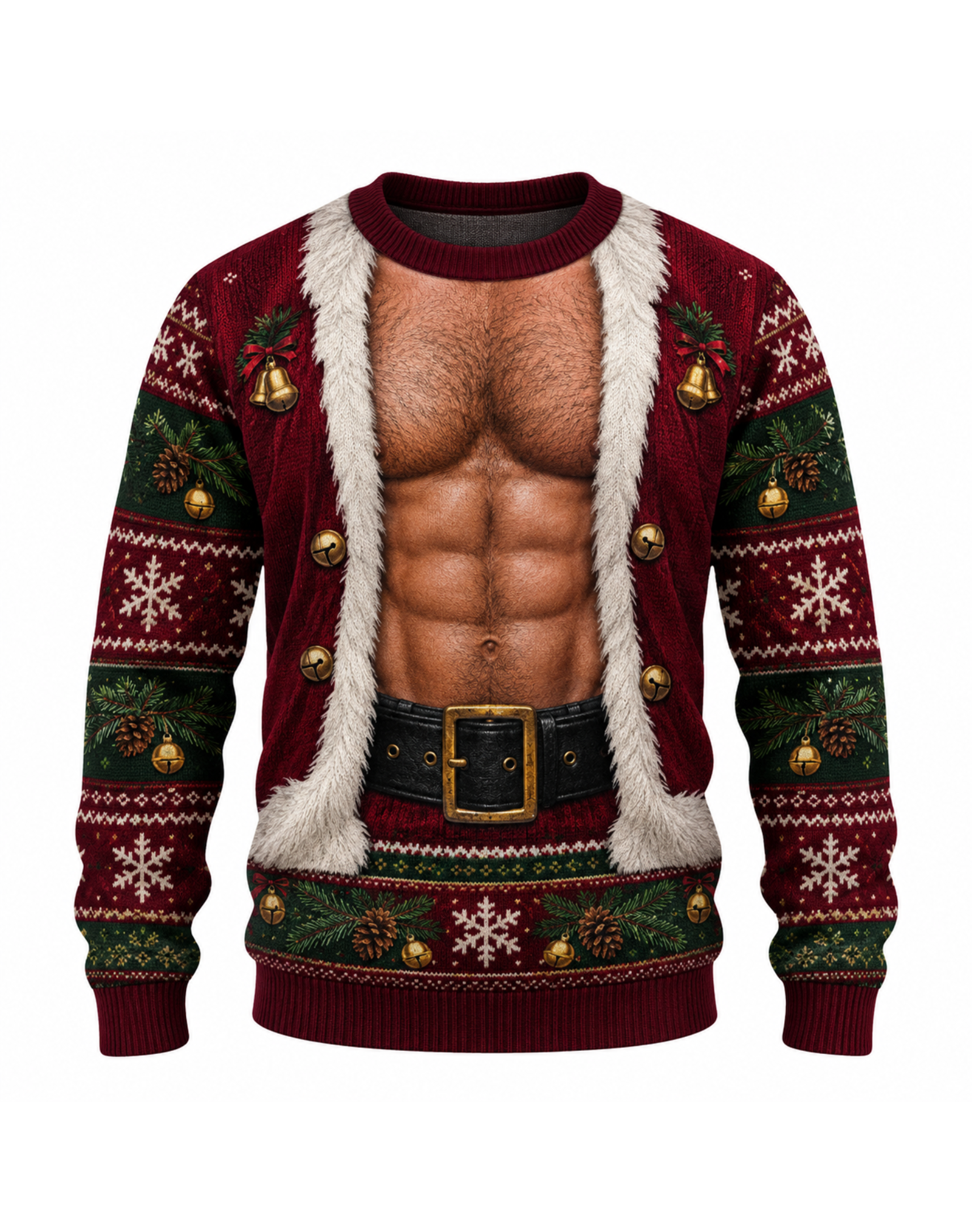 Novelty Hairy Muscle Santa Christmas Sweater