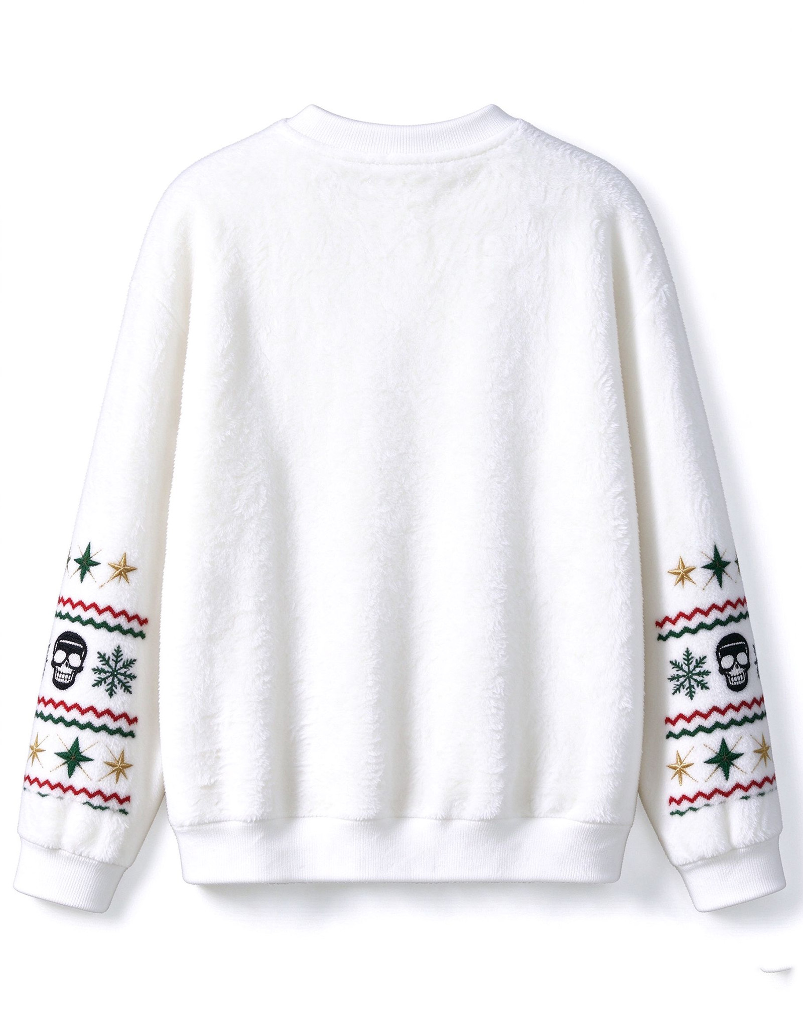 PEACE & HOLLY Skeleton Santa Crew Neck Sweater, Christmas Long Sleeve Pullover