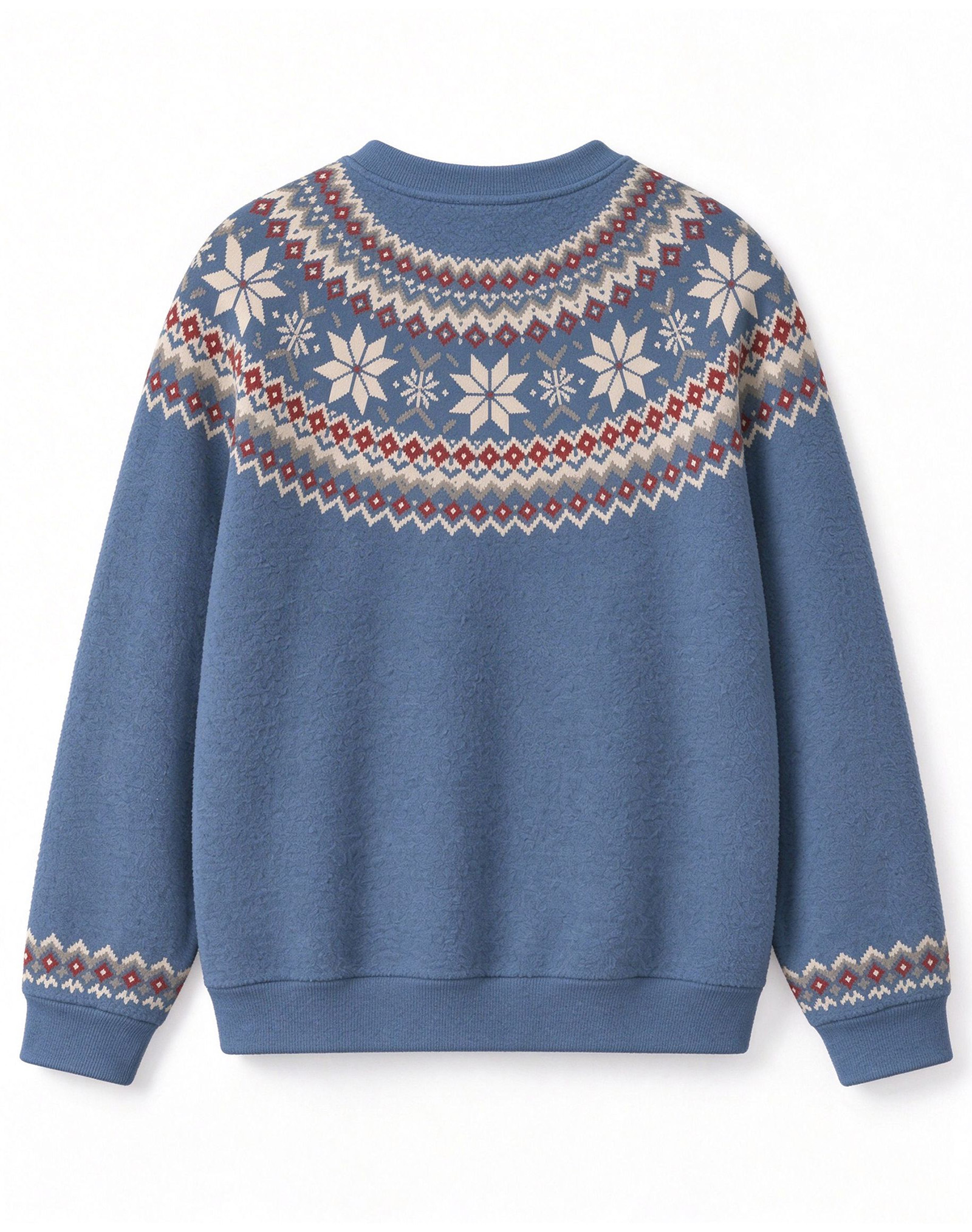Blue Fair Isle Nordic Snowflake Crew Neck Sweater