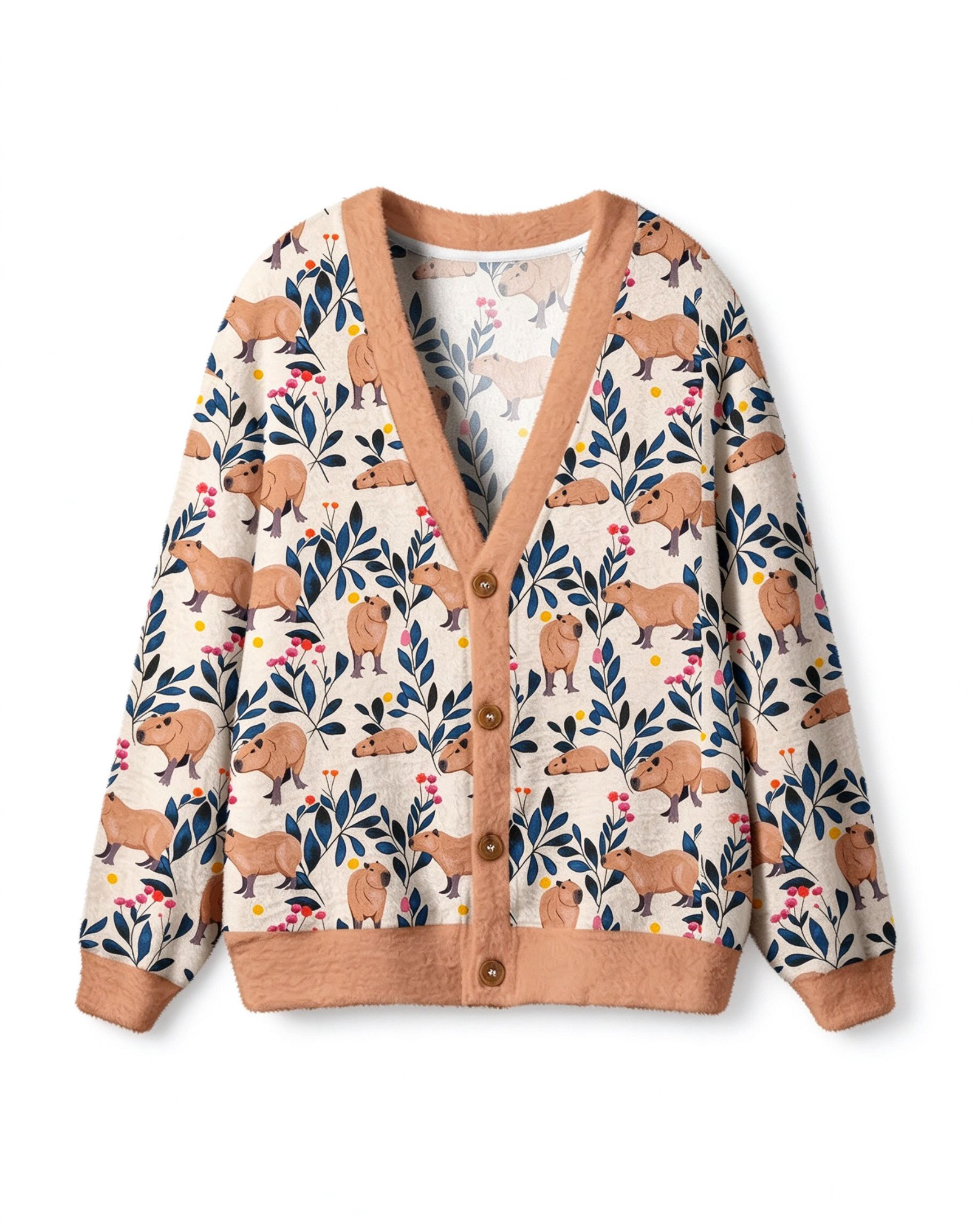 Capybara and Plants Geek Ugly Cardigan Sweaters