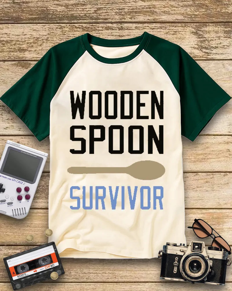 Retro Tableware Print Raglan Cotton T-shirt