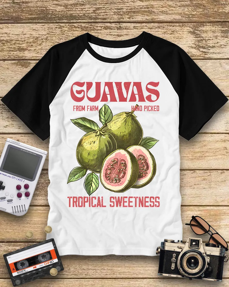 Retro Tropical Guava Raglan Tee