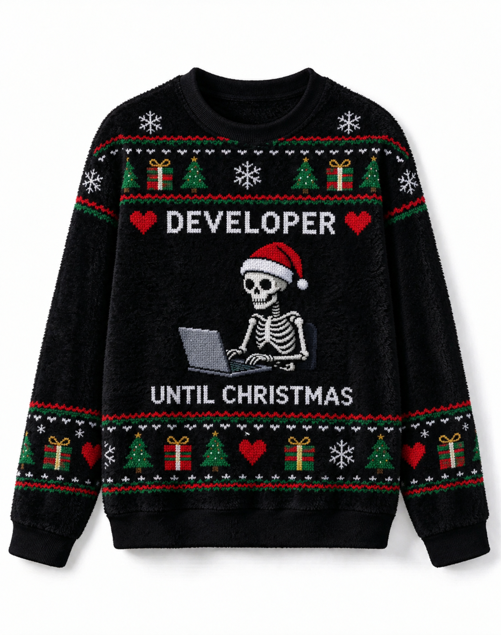 DEVELOPER UNTIL CHRISTMAS Skeleton Crew Neck Sweater, Christmas Long Sleeve Pullover