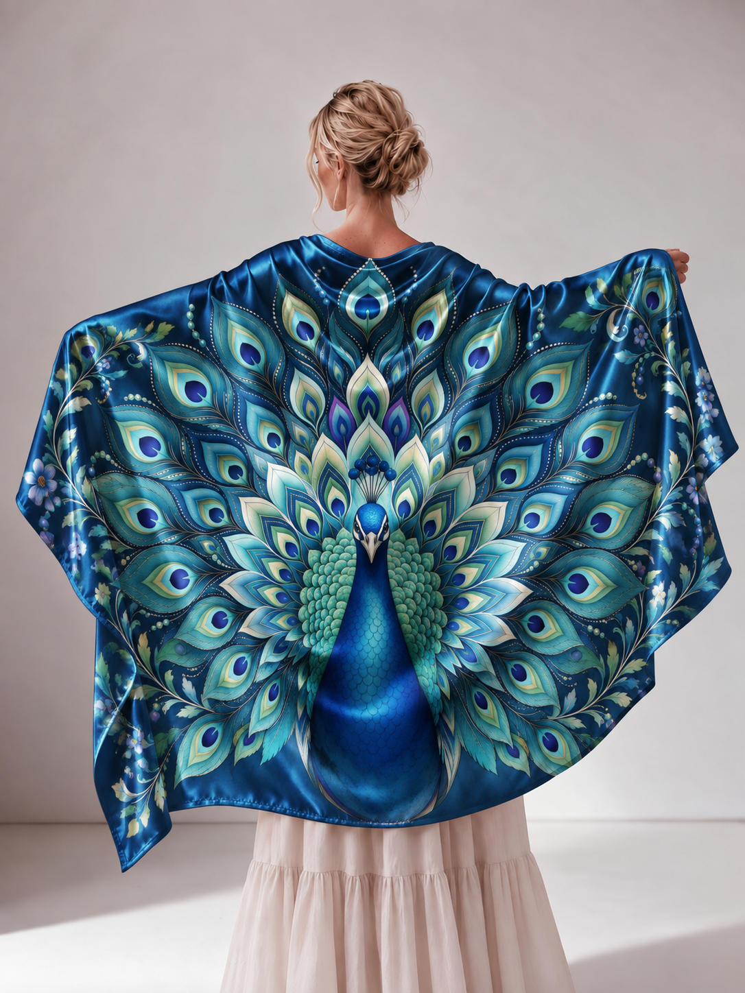 Peacock Feather Print Women Shawl
