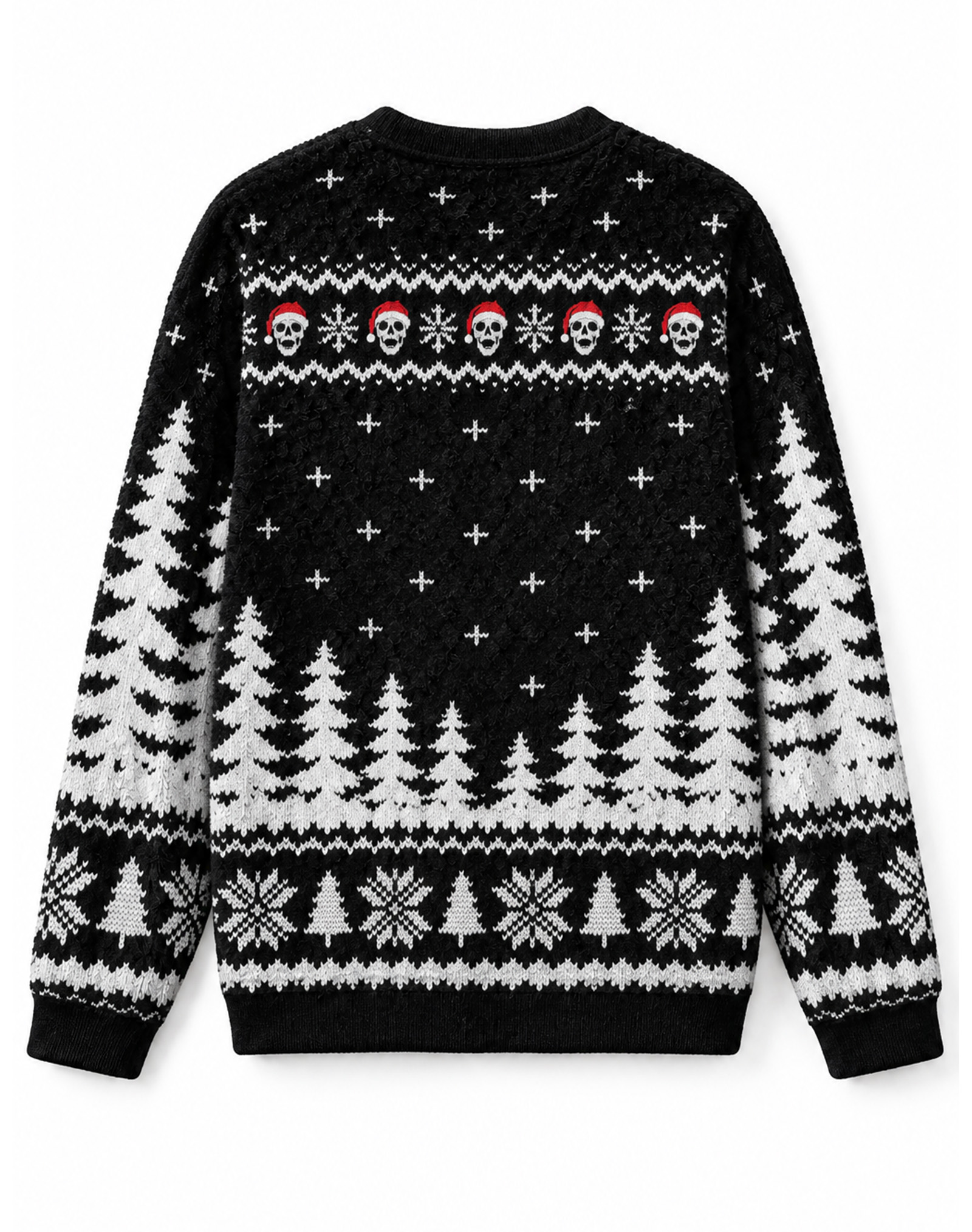 Santa Hat Skull Snow Forest Christmas Crew Neck Sweater