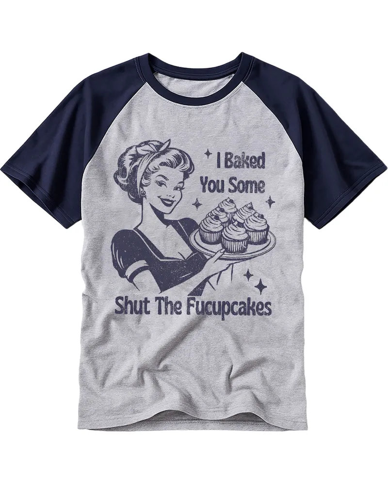 Vintage Sassy Baking Lady Graphic Raglan Tee