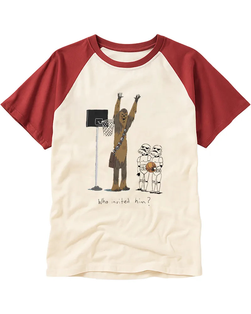 Whimsical Space Creature Sports Cartoon Raglan Tee
