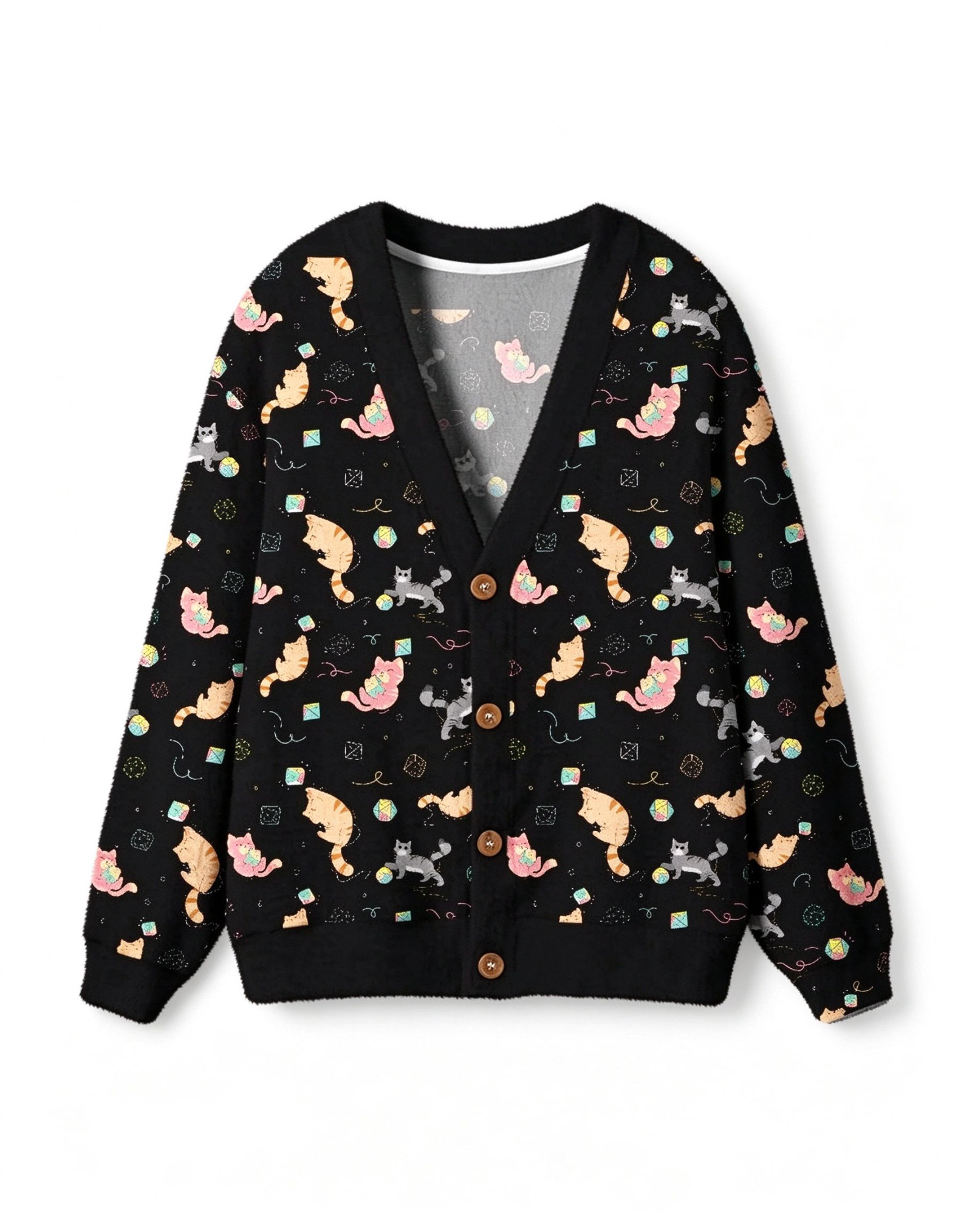 DND Dice Cat Geek Ugly Cardigan Sweaters