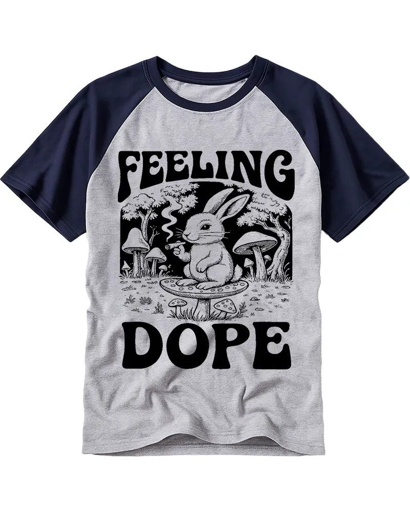 Classic Retro Stoner Rabbit Cotton Raglan Tee
