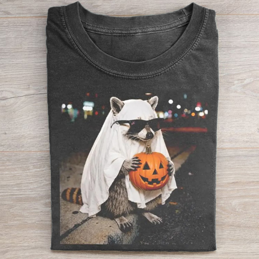 Raccoon Ghost Halloween T-Shirt