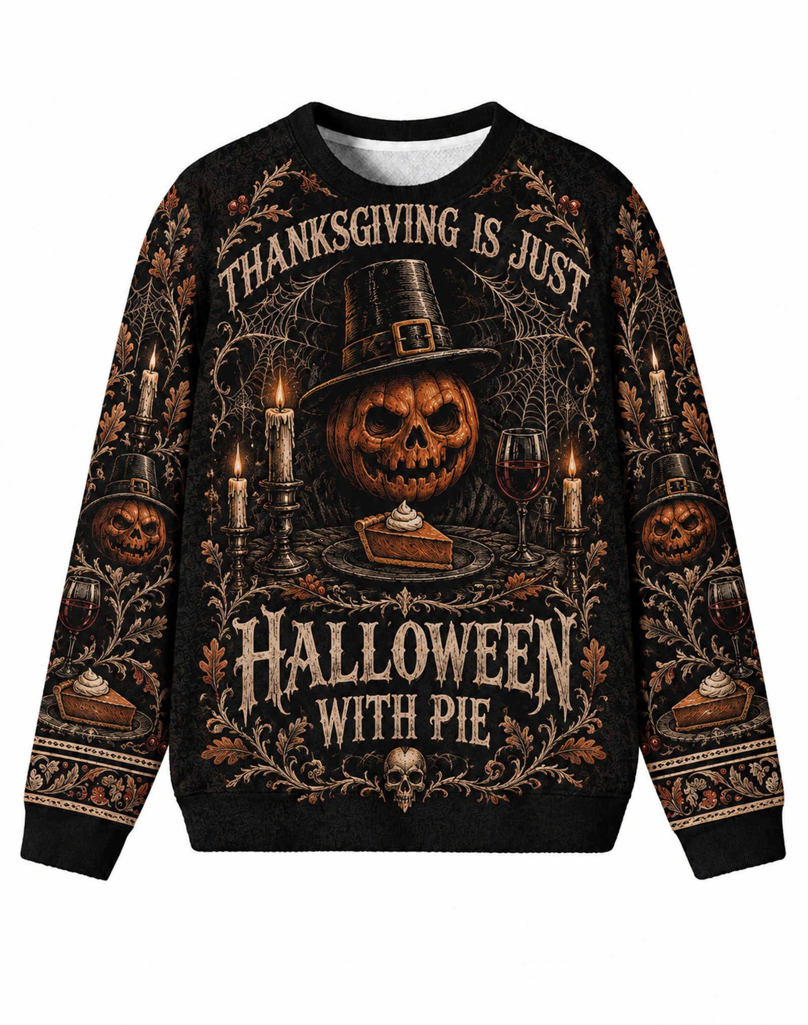Vintage Dark Harvest Jack O Lantern Crew Neck Sweater